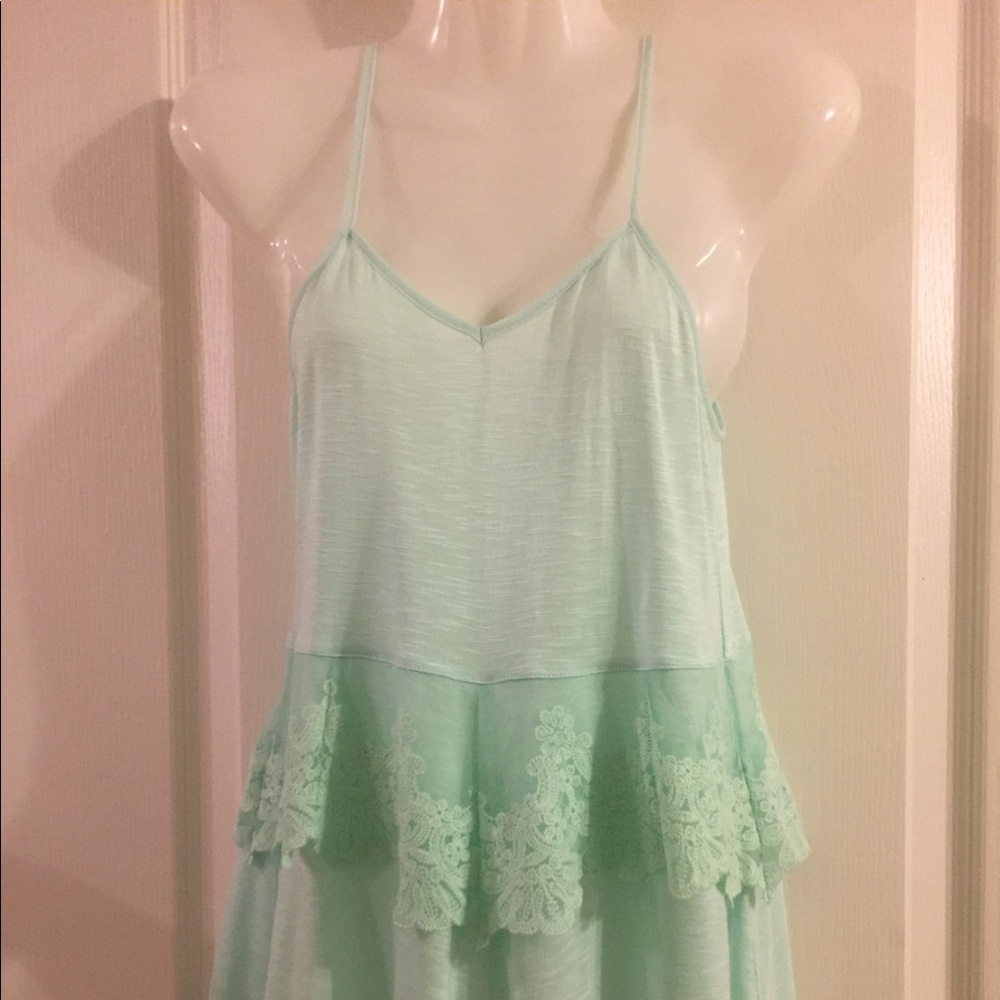 NWT Charming Charlie Seafoam Lace Tank XSmall
